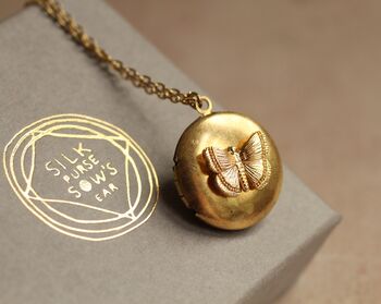 Gold Brass Butterfly Locket, 8 of 8