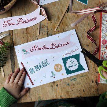 Personalised Believe In Magic Christmas Flags Card, 10 of 12