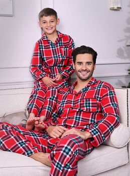 Family Brushed Woven Red Check Pyjama, 3 of 7