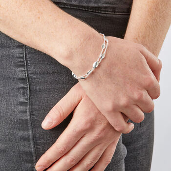 Adjustable Sterling Silver Pebble Chain Bracelet, 2 of 8