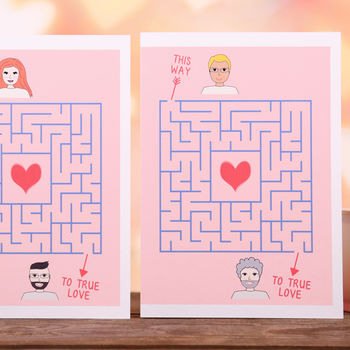 Personalised Love Maze Valentine's Portrait Card, 2 of 4