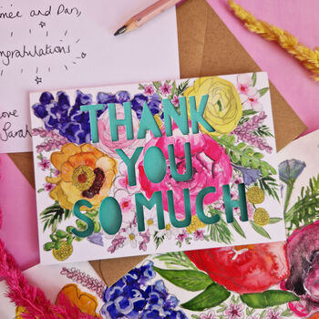 'Thank You So Much' Paper Cut Card, 2 of 6