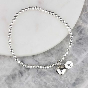 Personalised Skinny Bead Bracelet With Heart Charm, 5 of 12