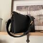 Personalised Custom Embossed Initials Saffiano Leather Trio Cross Body Bag, thumbnail 8 of 12