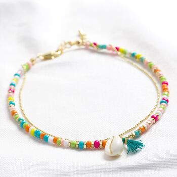 Beaded Shell Charm Anklet, 4 of 6