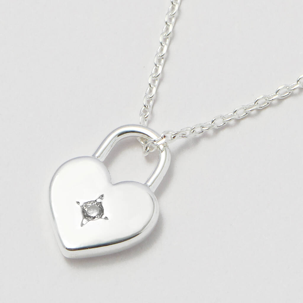 Heart Padlock Necklace, Silver Plated By Estella Bartlett