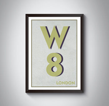 W8 Holland Park, London Postcode Typography Print, 8 of 11