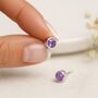 Sterling Silver Amethyst Stud Earrings: February Birthstone – 7mm, thumbnail 1 of 7