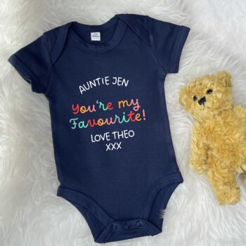 Auntie Is My Favourite Personalised Bright Babygrow, 2 of 6
