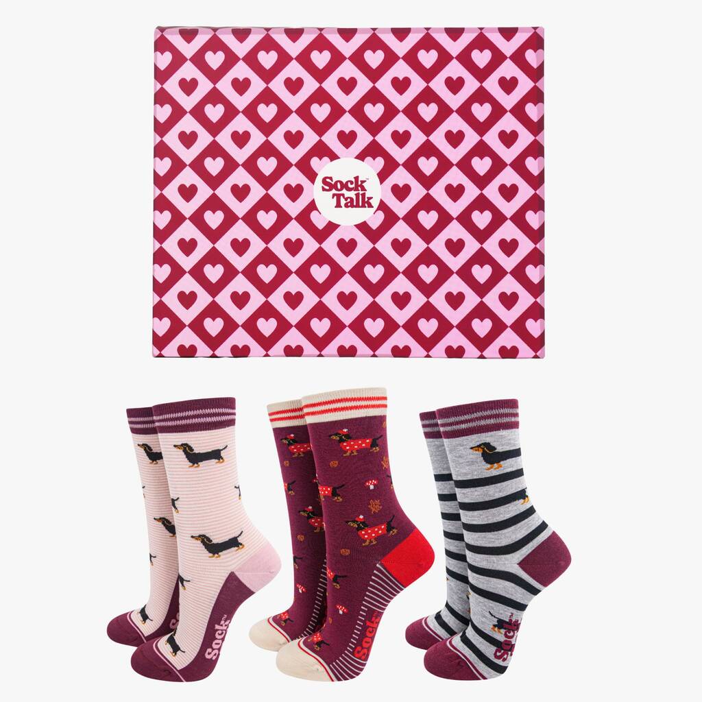 Sausage Dogs Bamboo Socks Gift Box Women's Dog Lover Gift, 1 of 4