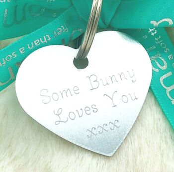 Large Brown Bunny With 'Some Bunny Loves You' Keyring, 2 of 7