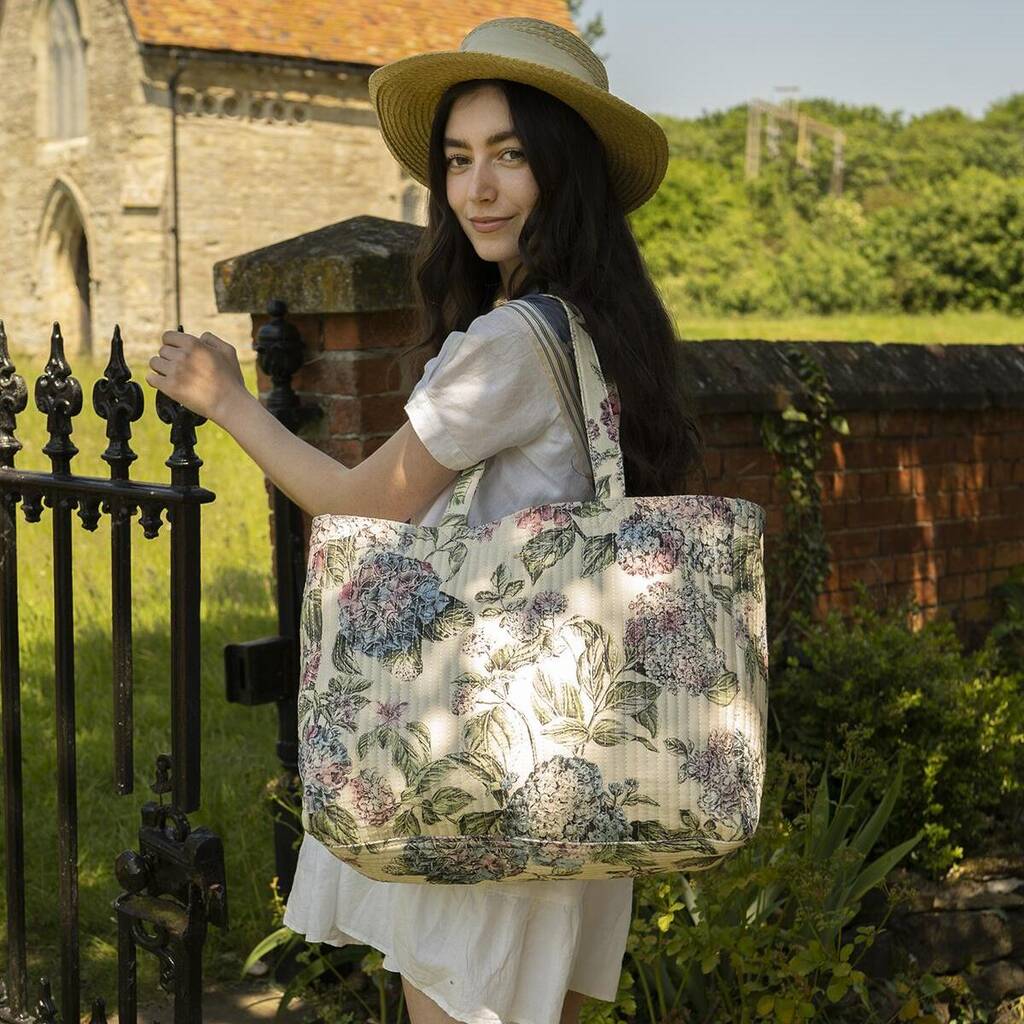 Hydrangea Quilted Cotton Tote Bag By Fable England