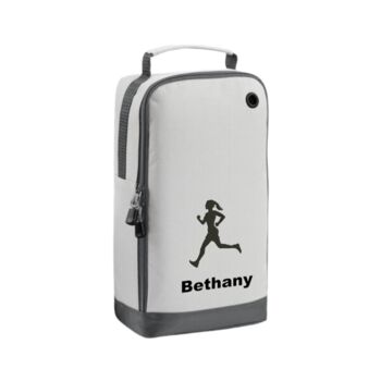 Running Shoe Bag Embroidered With Female Figure And Personalised Name, 9 of 10