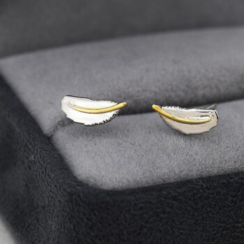 Sterling Silver Dainty Feather Stud Earrings, 6 of 11