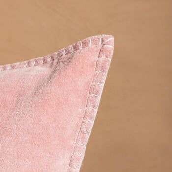 Pink Cotton Velvet Cushion Cover With Feston Stitch, 4 of 5