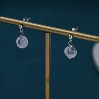 Natural Clear Quartz Dangle Drop Earrings, 6 of 10