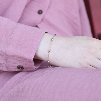 Silver Ball Charm Slim Gold Plated Thread Bracelet, 3 of 3