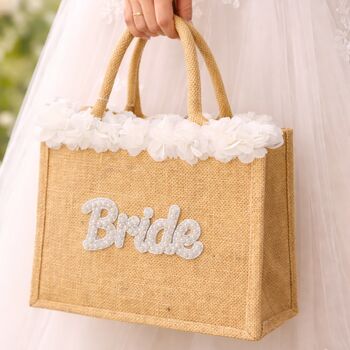Bride Jute Pom Pom Tote Bag, 3 of 3
