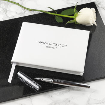 Personalised Luxury White Italian Leather Memoriam Book, 12 of 12