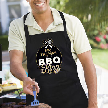 Personalised BBQ King Black 100% Cotton Apron, 2 of 3