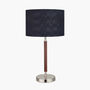 Brushed Silver And Wood Effect Table Lamp, thumbnail 3 of 8