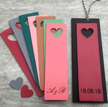 Personalised Heart Leather Bookmark Anniversary Gift, 5 of 11