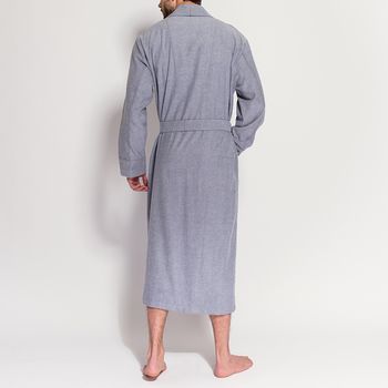 Men's Ash Grey Two Fold Flannel Robe, 3 of 4