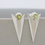 Deco Triangle Spike Stud Earrings With Peridot, thumbnail 1 of 11