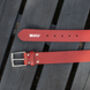 Premium Handmade Red English Leather Mens Belt, thumbnail 5 of 7