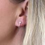 Tiny Sterling Silver Crystal Star Hoop Huggie Earrings, thumbnail 1 of 5