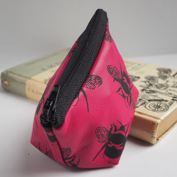 Small Coin Purse In Leather With Bumble Bee Print, 2 of 4