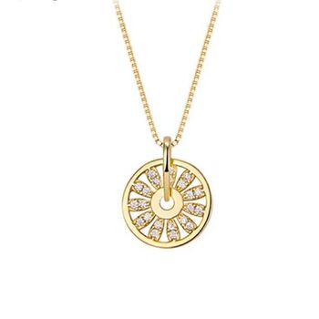 Round Compass Sunflower Indie Boho Pendant Necklace, 3 of 5