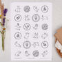 Bunny Rabbit And Floral Circle Sticker Sheet, thumbnail 1 of 2