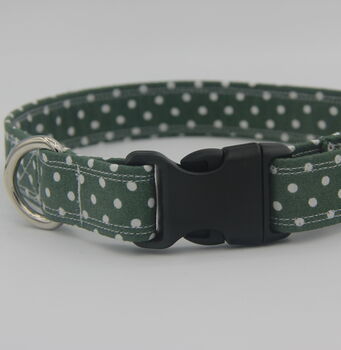 Dark Green Polkadot Dog Collar, 11 of 12