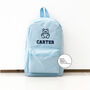 Blue Personalised Name And Design Unisex Mini Backpack, thumbnail 1 of 8