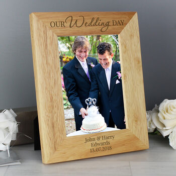 Personalised 'Our Wedding Day' Wooden Photo Frame, 4 of 4