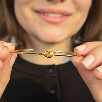 Citrine November Birthstone Gold Plated Bangle, 2 of 5