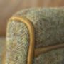 Curved Back Armchair Vintage Leather Or Tweed, thumbnail 5 of 12