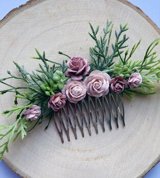 Blush And Dusky Pink Flower Hair Comb, 6 of 6