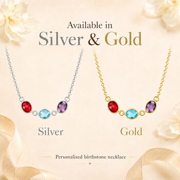Personalised Create Your Own Oval Family Birthstones Necklace, 3 of 8