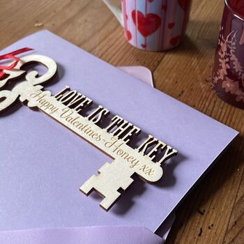 Personalised Love Is The Key Valentines Keepsake Card, 2 of 10