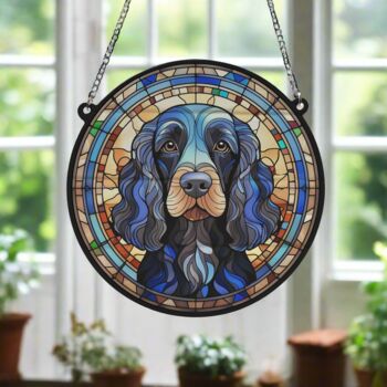 Cocker Working Black Stained Glass Effect Suncatcher, 5 of 6