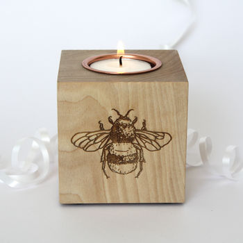 Bee Themed Solid Wood Tea Light Holder, 4 of 5