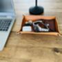 Personalised Rectangle Tan Leather Desk Tray, thumbnail 4 of 12
