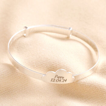 Personalised Sterling Silver Cloud Christening Bangle, 2 of 4
