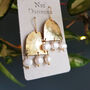 'Titans Eos' Pearl And Hand Beaten Brass Earrings, thumbnail 1 of 4