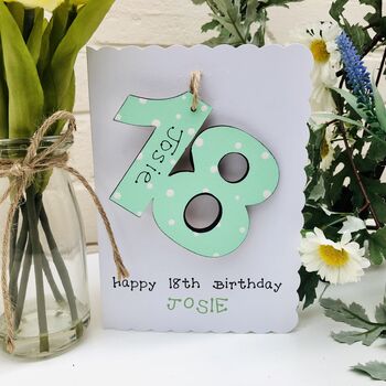 Personalised 18th Birthday Card Wooden Number Gift, 3 of 12
