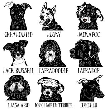 Dog Tea Towel With Lino Cut Image Gift For Dog Lover, 7 of 10
