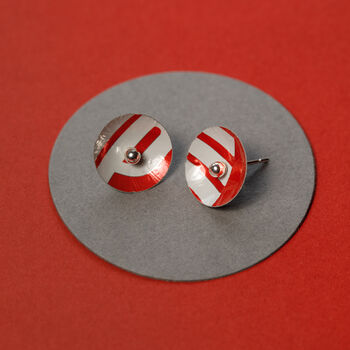 Colourful Red Graphic Silver Ear Studs, 6 of 11