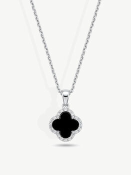 Sterling Silver Black Clover Necklace, 2 of 4